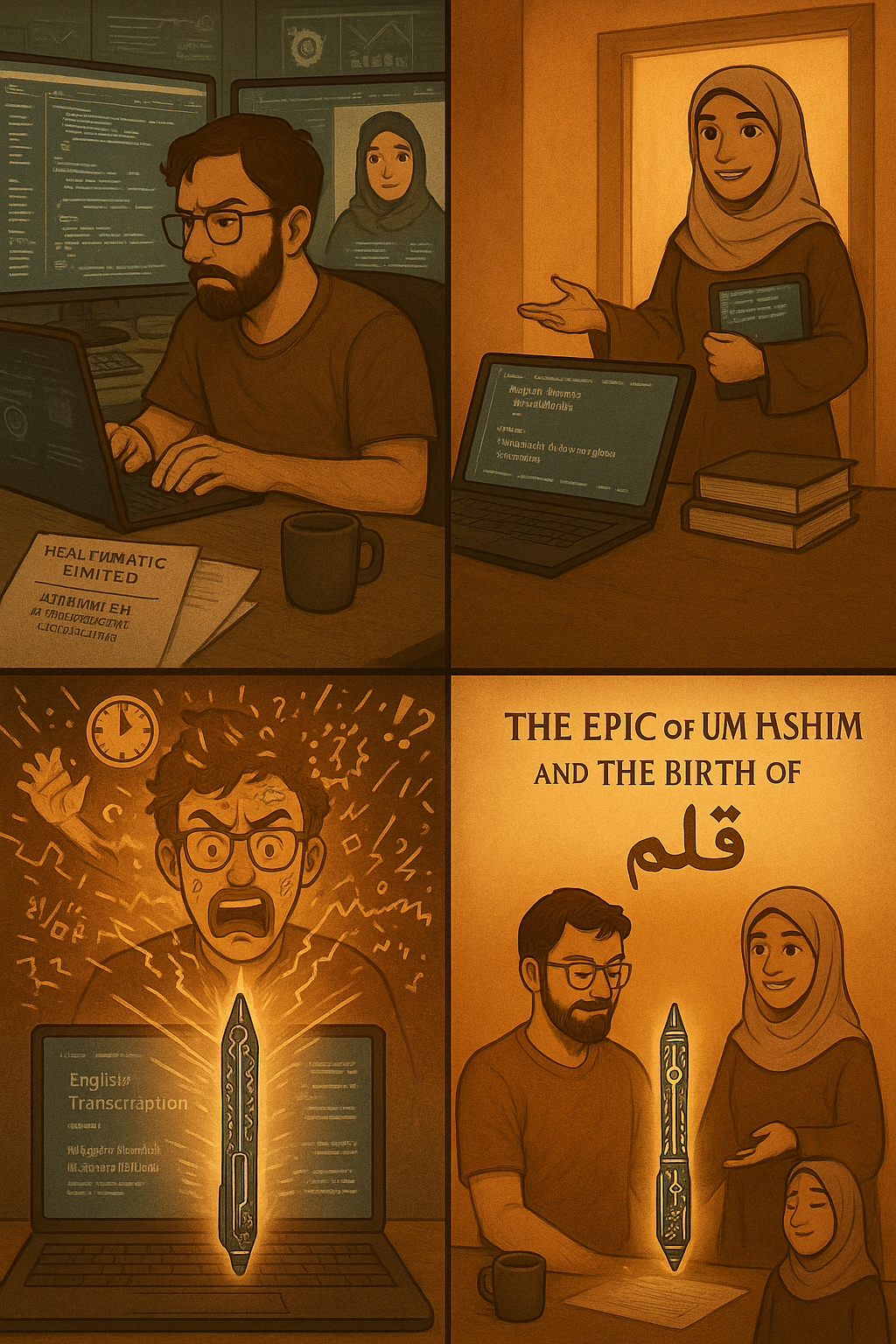 Illustration of Qalam AI assistant working